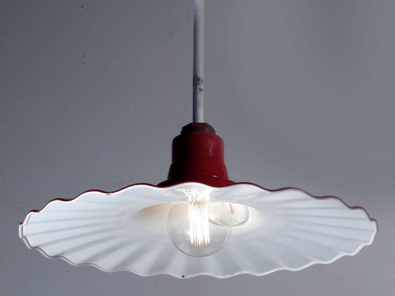 Industrial Collection of Red Radial Wave Pendants