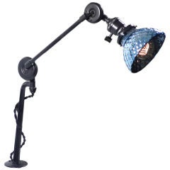 Articulated Wall or Desk Lamp - Blue Quilted Mercury Glass