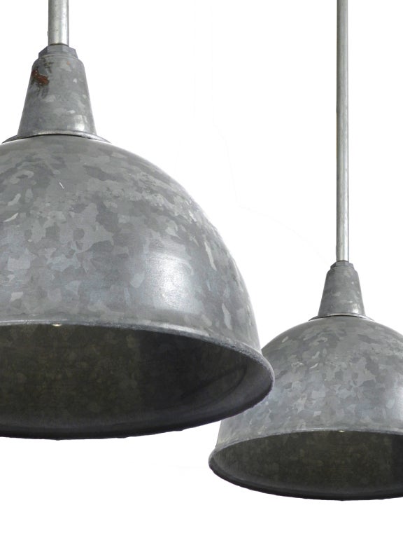 Huge Galvanized Industrial Dome Light- Matching Pair