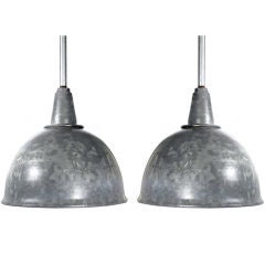 Huge Galvanized Industrial Dome Light- Matching Pair