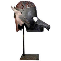 Early Primitive Metal and Leather Mask