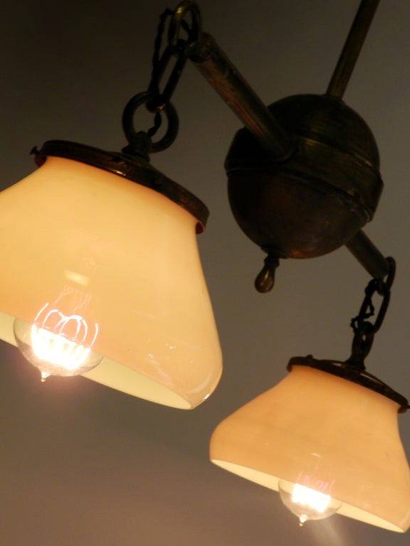 Twin Vaseline Glass Chandelier