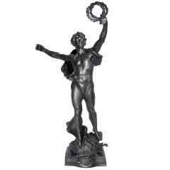 Large Blackened Spelter Figure - Le Triomphe