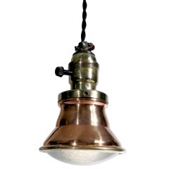Collection of 12 copper and brass pendant lamps