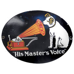Antique RCA "Nipper" Porcelain Sign, "His Master's Voice, " 1900