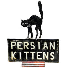 Antique Early Tin Cat House Sign