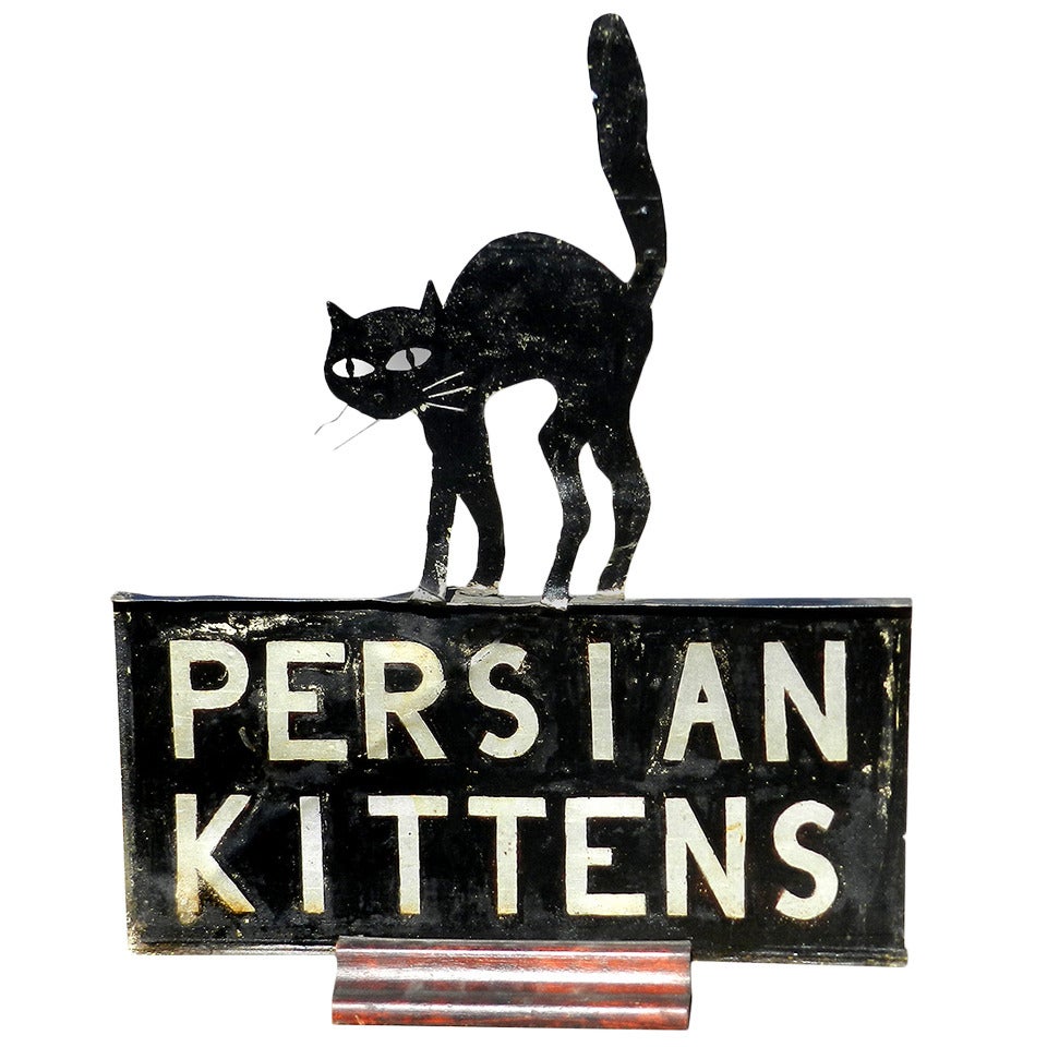 Early Tin Cat House Sign