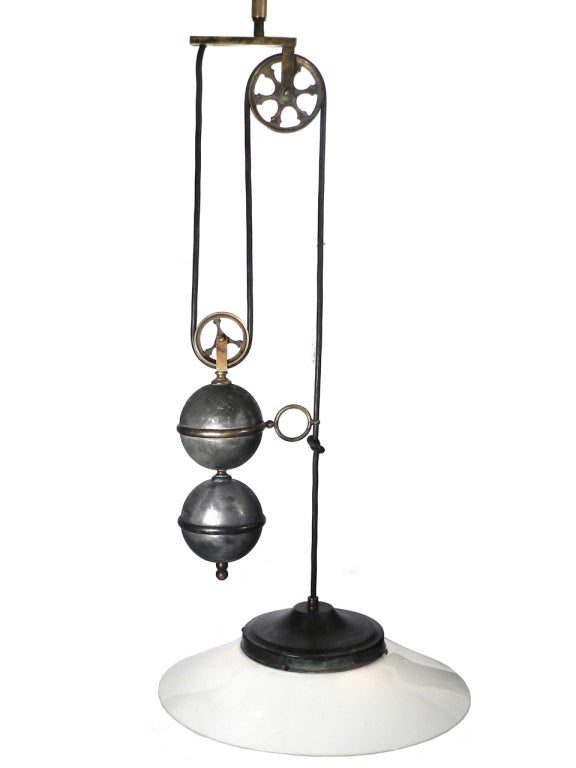 Large Ornate Vertical Pulley Lamp