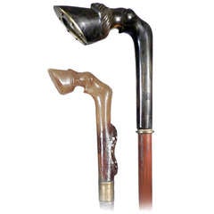 Vintage Pair of Horse Hoof Walking Sticks