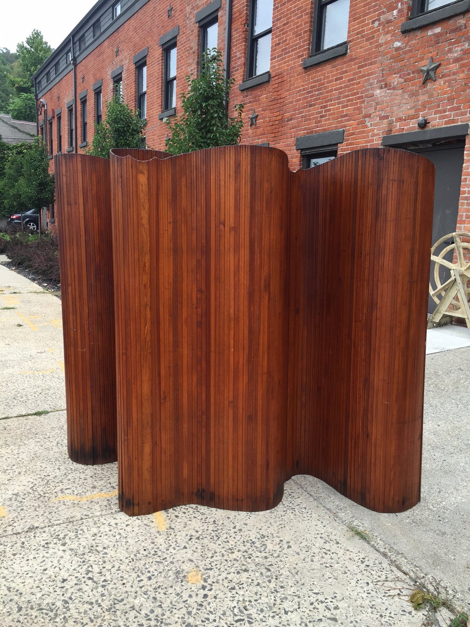 Unique French Wooden Tambour Room Divider In Good Condition In Peekskill, NY
