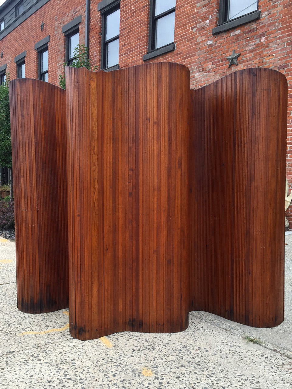 20th Century Unique French Wooden Tambour Room Divider