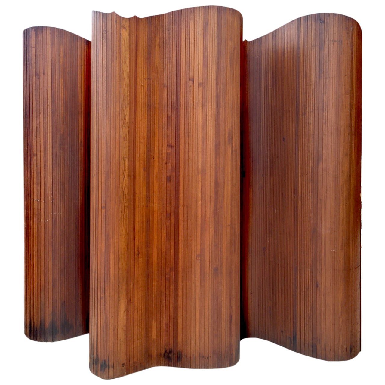 Unique French Wooden Tambour Room Divider