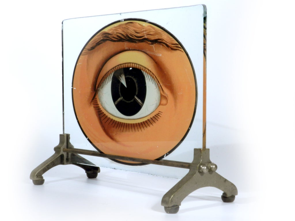 19th Century 1800s Glass Reverse Painted Eye
