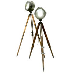 Pair of Crouse-Hinds Imperial Reflector Spots on Tripods