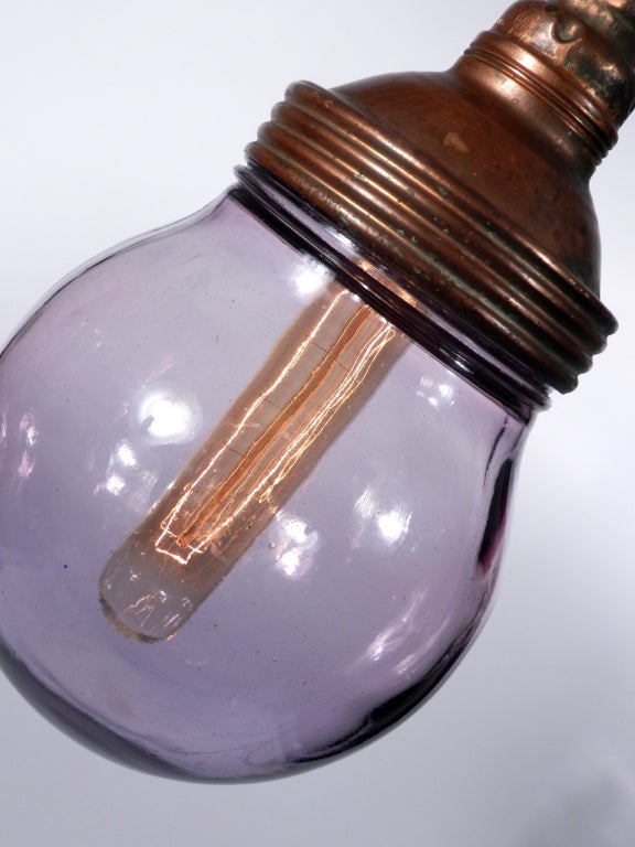 Benjamin Copper Explosion Proof Lamps - Rare Lavender Glass