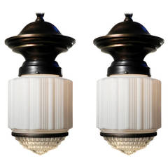 Large Pair of Courthouse Lamps