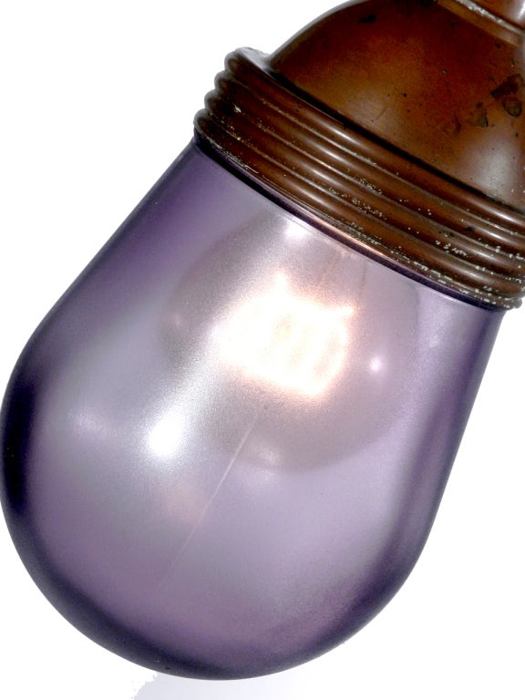 Benjamin Copper Explosion Proof Lamps - Rare Lavender Glass