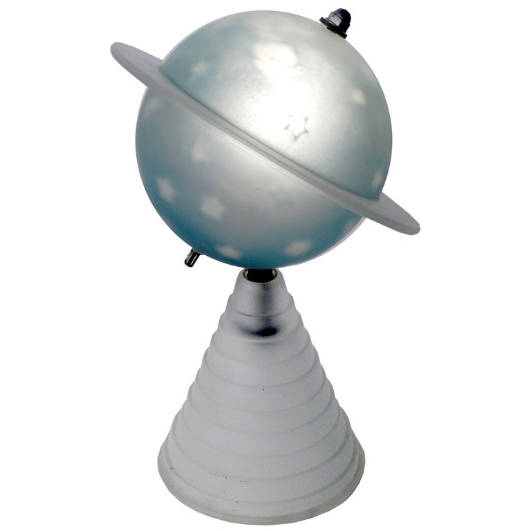 1939 Worlds Fair Frosted Glass Saturn Lamp.