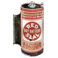 Early Porcelain Red Seal Battery Sign 12
