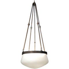 Impressive Domed Milk Glass Chandelier, 20th Century 3