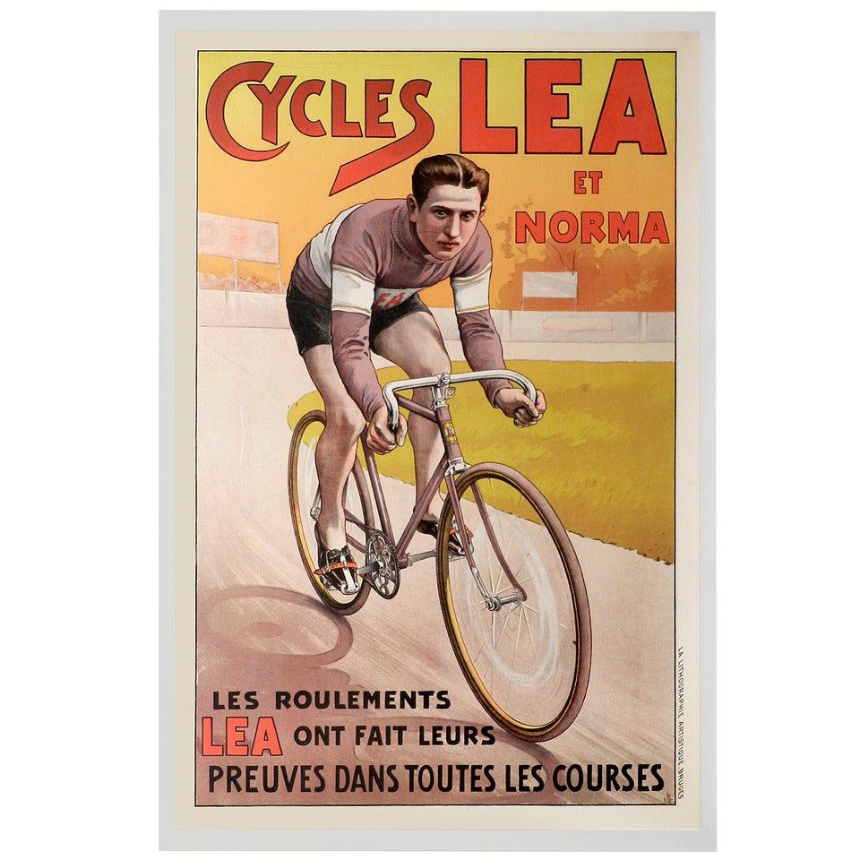 Vintage Bicycle Poster, Cycles Lea, France