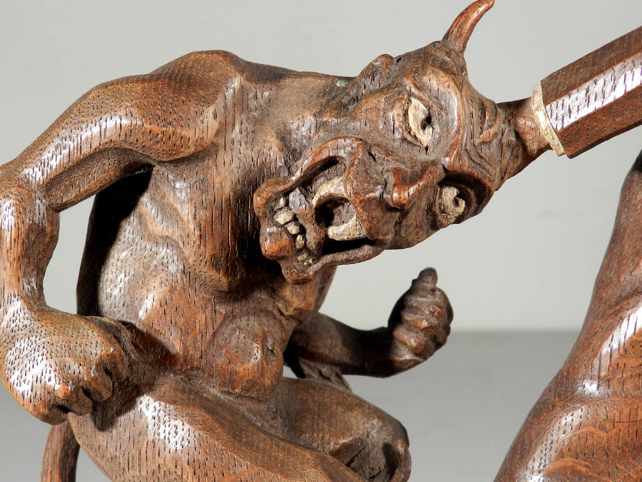 Black Forest Monk and Devil Carving In Excellent Condition In Peekskill, NY