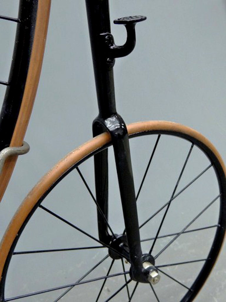 If you're sporting the correct old timey mustache and tweeds then you are ready for a once around the park. At 54 inches this is one of the largest highwheel bicycles Columbia made in 1884. It's an impressive and correct restoration and came out of