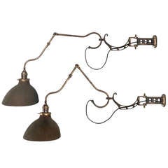 Vintage Pair of Small Ornate Faries Dental Lamps - Original Patina Finish