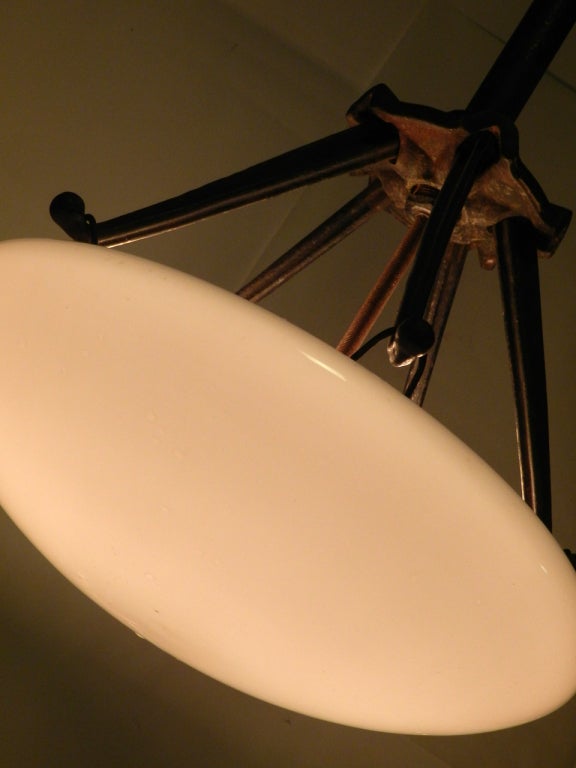 Five Arm Milk Glass Dome Pendent