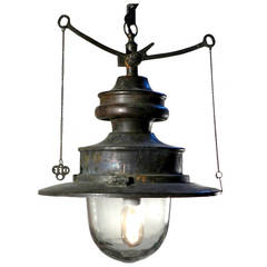 Antique Matching Pair of Copper Gas Lamps