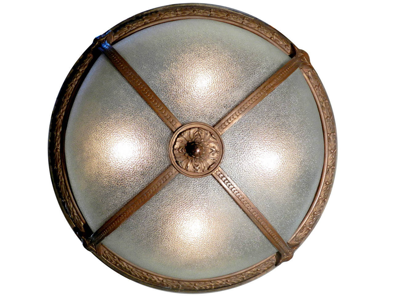 20th Century Pebbled Glass Theater Dome Light