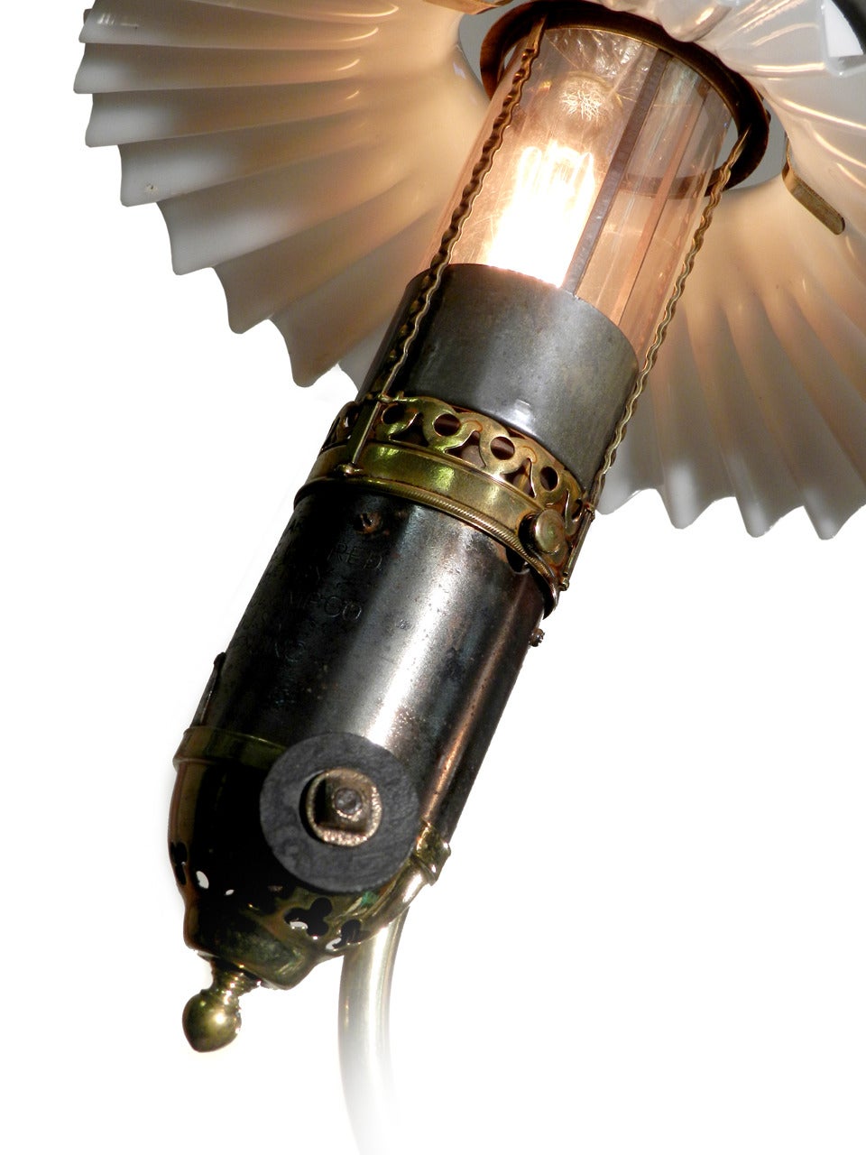 Industrial Original Twin Gravity Gas Lamp Converted to Electric
