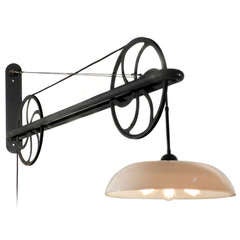 Vintage Large Pulley Industrial Swing Arm Lamp