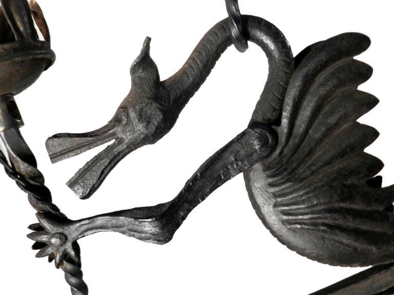 Hand-Wrought Iron Dragon Chandelier