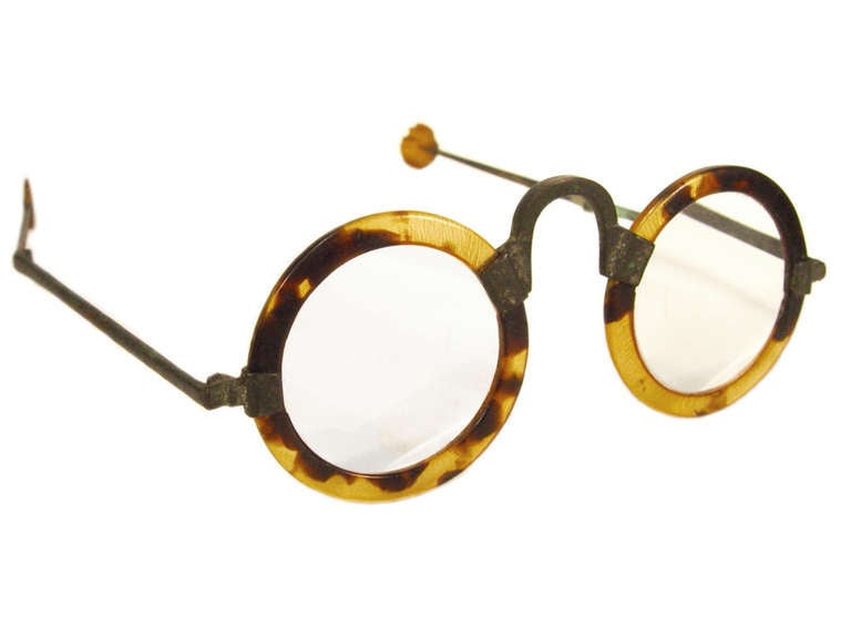 Antique Chinese Ox Horn Eyeglasses - Shagreen Case 1