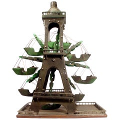 Vintage Folk Art Eiffel Tower Ferris Wheel