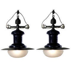 Vintage Unique Matching Pair of Dog Bone Street Lamps