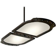Large Double-Plate Frosted Glass Pendent