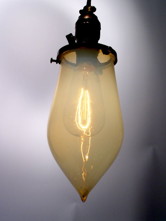 American Tear Drop Vaseline Glass Pendent Lamps