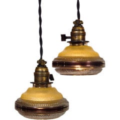 Antique Mini Two-Tone Mercury Glass Pendent Lamps