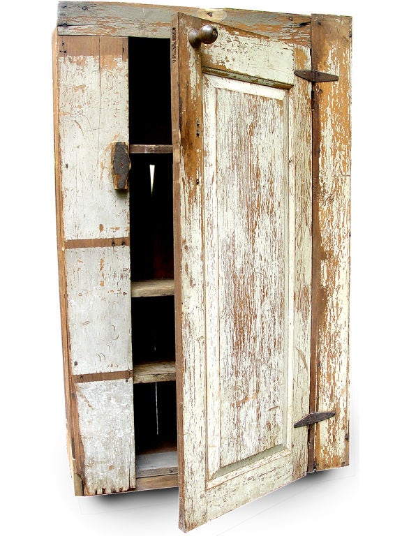 We pulled this primitive and very likable cupboard from the second floor of a local New York barn. It's a nice usable size at 30