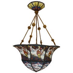 Stained and Leaded Glass Lamp by Hendrik Cornelis Herens