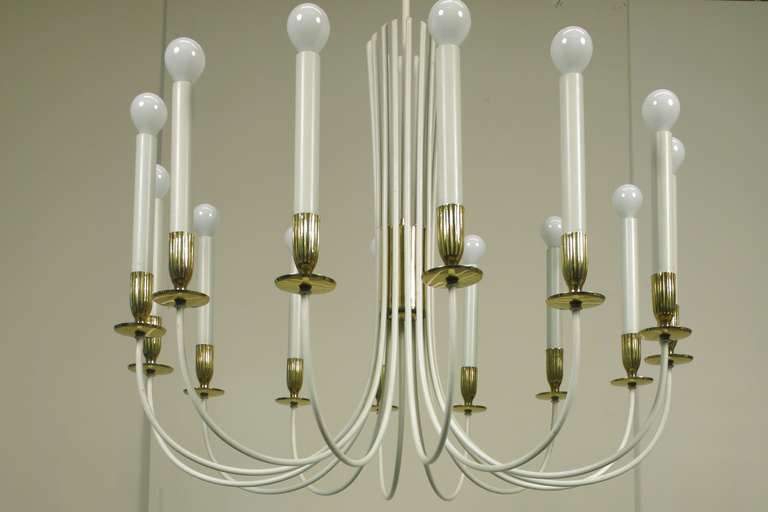 Metal Pair of Fourteen-Light Chandeliers by Vereinigte Werkstätten