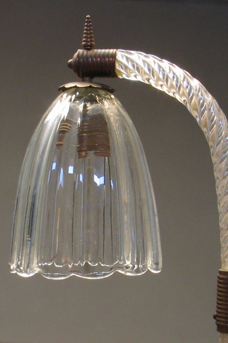 Art Deco A Two-Light Murano Glass Chandelier