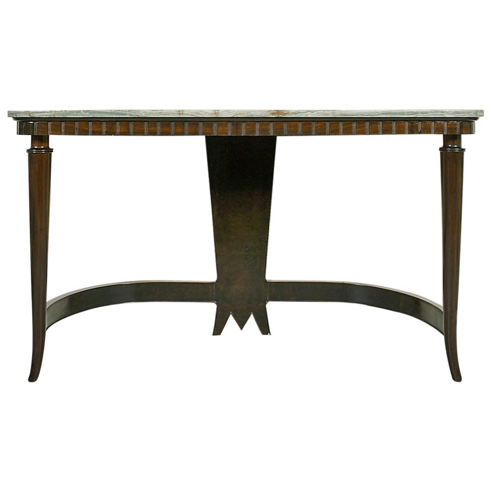 Walnut and Onyx Console Table by Luigi Scremin