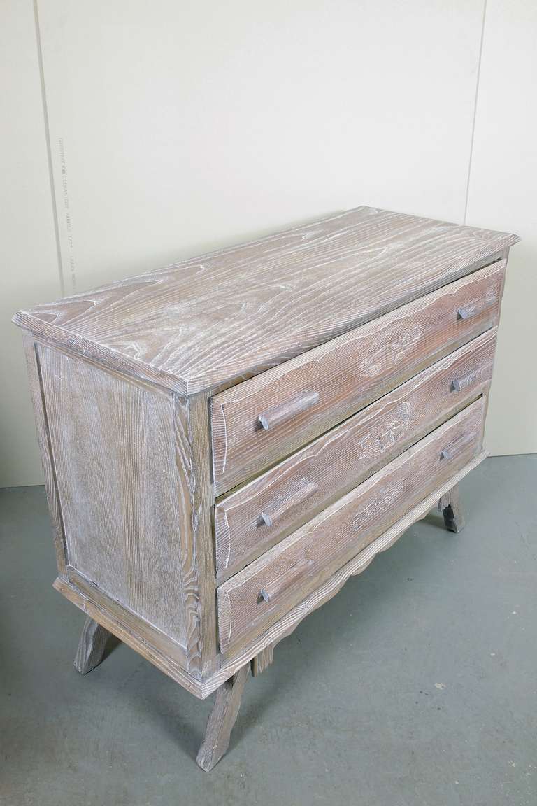 20th Century Italian Carved Oak Art Deco Chest of Drawers