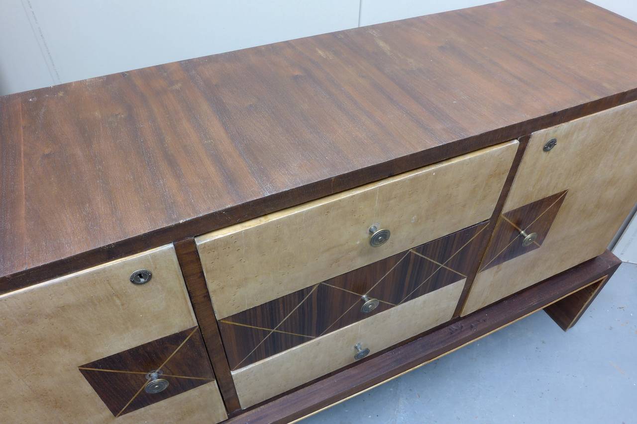 Mid-20th Century Italian Rosewood and Maple Sideboard