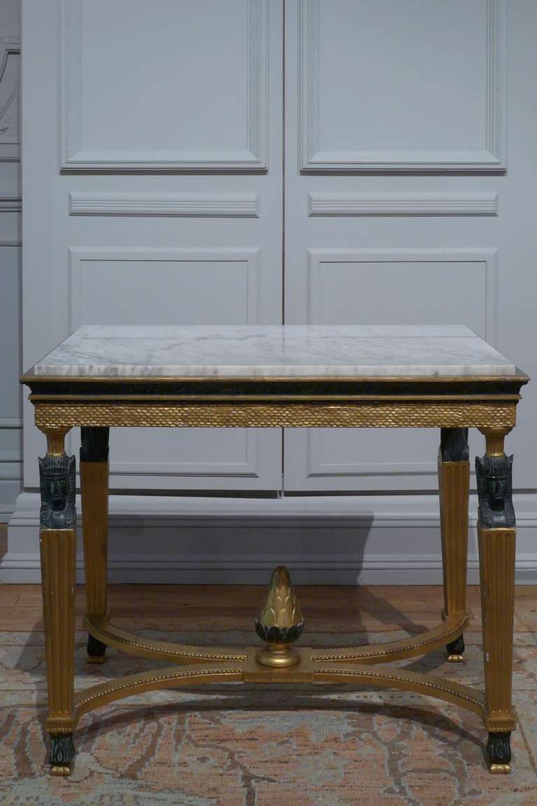 Gesso 19th Century Scandinavian Center Table For Sale