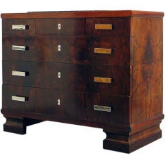 An Italian walnut and rosewood Art Deco chest of drawers