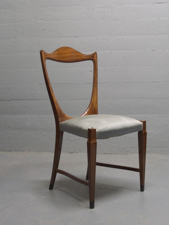 An important pair of mahogany & ebony side chairs by Paolo Buffa 4
